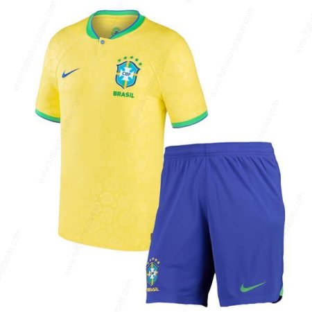 Futbalové tričko Brazília Domáca Detská futbalová súprava 2022